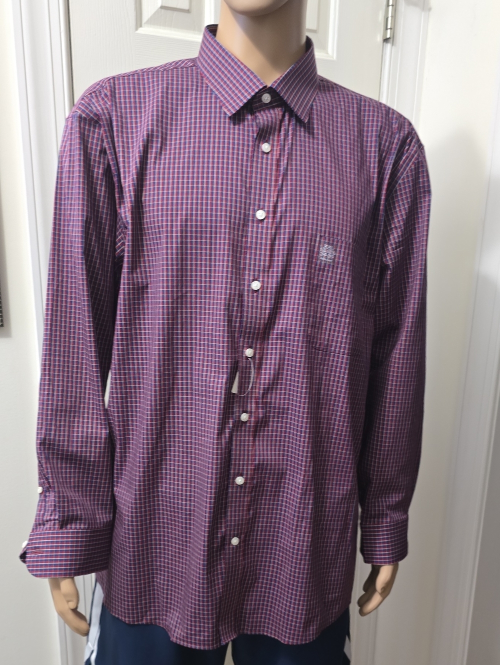 STAFFORD BRAND MEN'S BIG & TALL LONG SLEEVES PLAID FRONT BUTTON SHIRT SIZE XXL